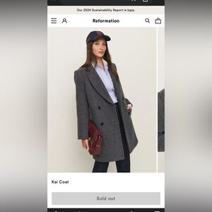 Reformation Charcoal Double-Breasted Pea Coat